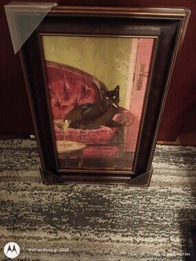Marmont Hill Framed  Canvas Cat Martini Wall 12x 18